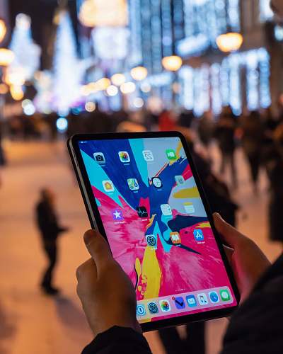 mobile phone person holding iPad electronics